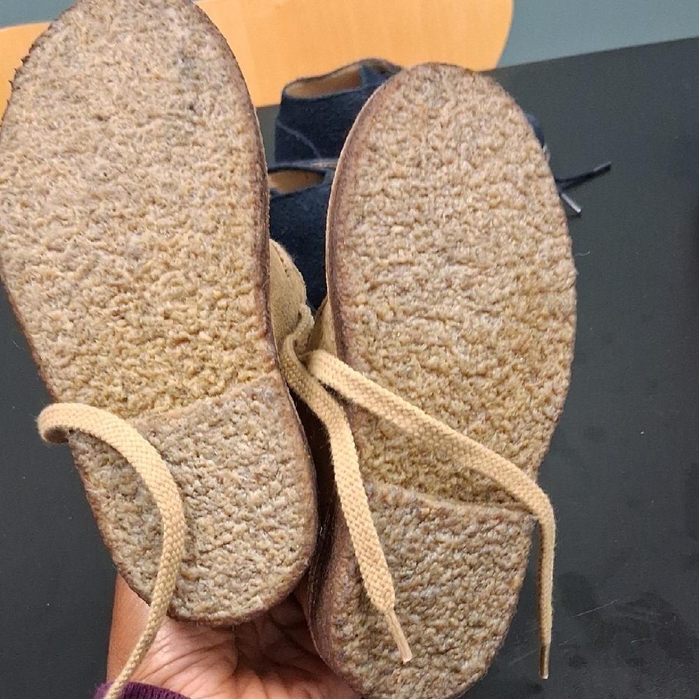 Janie and Jack Kids Suede Chukka Boots in Tan and Navy - Picture 8 of 12